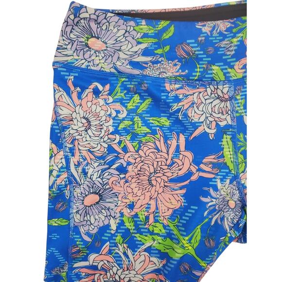 LuLaRoe Leggings XL Capri Butter Soft Blue Floral Print Womens Plus Size - Picture 1 of 7